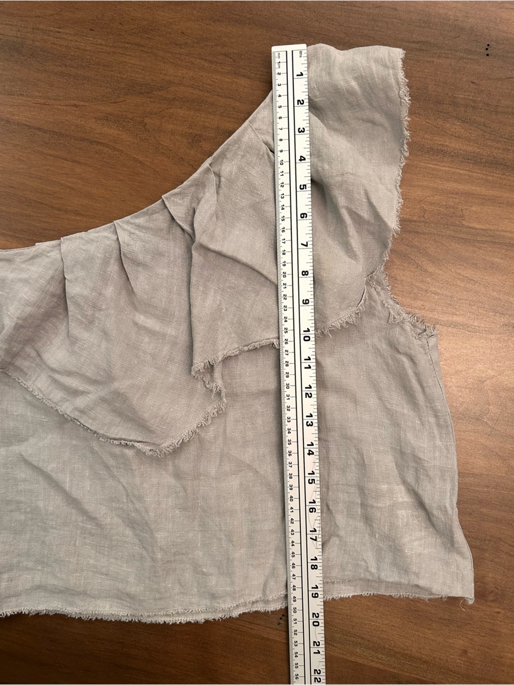 Zara Light Gray One-Shoulder Ruffle Camisole - Picture 4 of 5